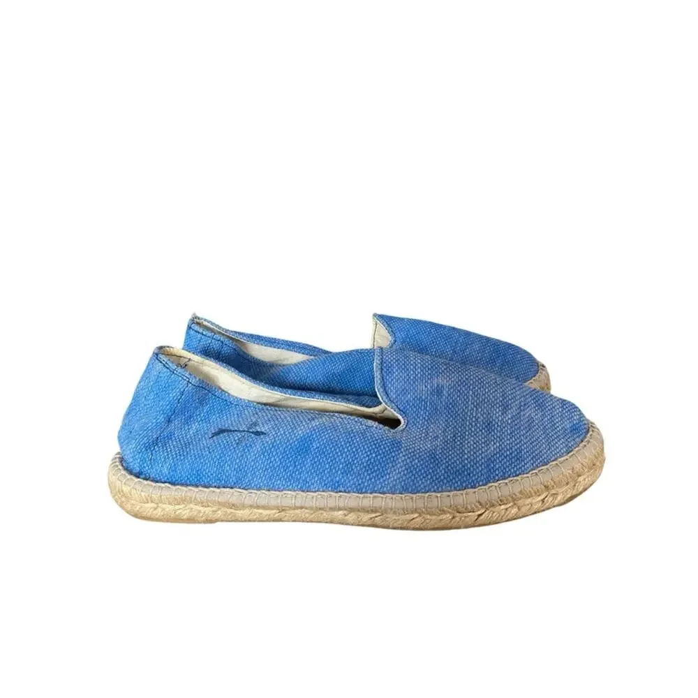 Manebi Distressed Blue Canvas Espadrille Slip-On Shoes size 39 US 9